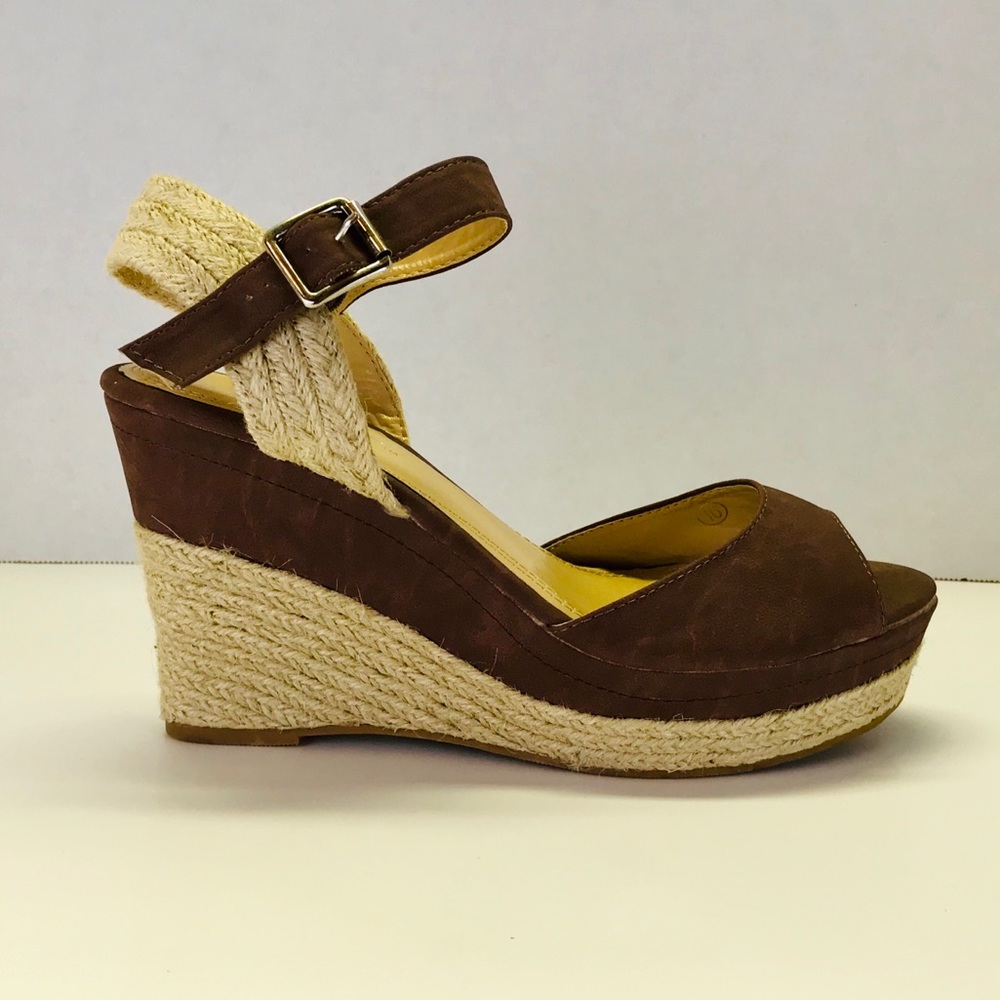 Modesto Brown & Tan Espadrille Wedge Sandals